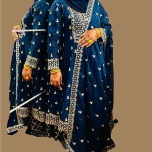 Elegant Blue Embroidered Dress